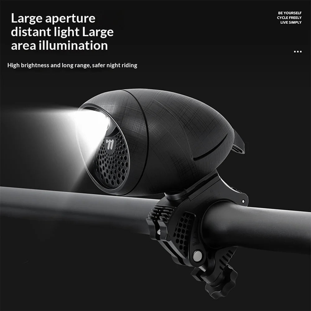 WEST BIKING YP0706073 40 Sound Effects DIY Voice Electric Horn Bell with 3-mode LED Light for Bike Cycling - Black - 5