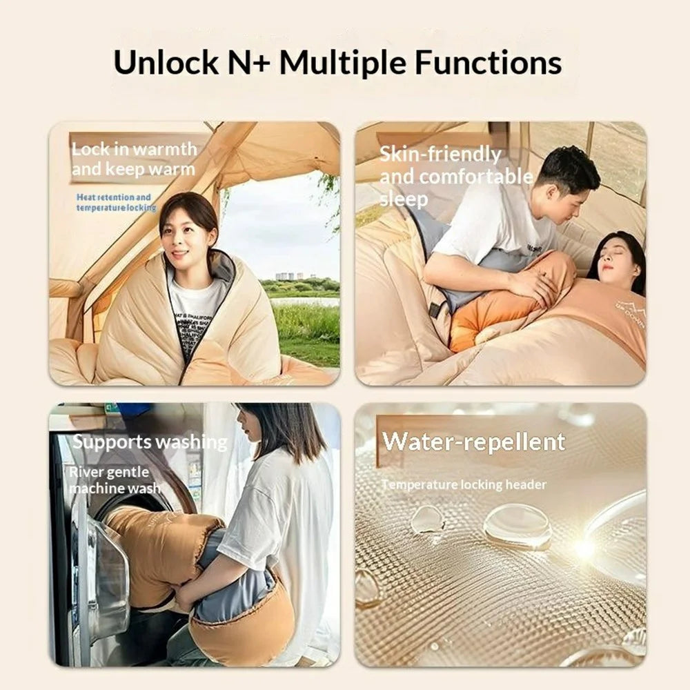 UPDOWN 1.6KG  /  0~10 Degrees Celsius Envelope Sleeping Bag Adult Winter Thick Warm Outdoor Camping Warm Sleep Bag - Beige - 3