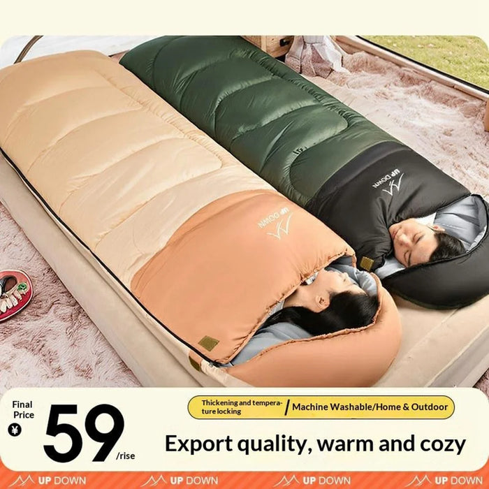 UPDOWN 2.0KG  /  -2~8 Degrees Celsius Envelope Sleeping Bag Adult Winter Thick Warm Outdoor Camping Warm Sleep Bag - Beige - 2