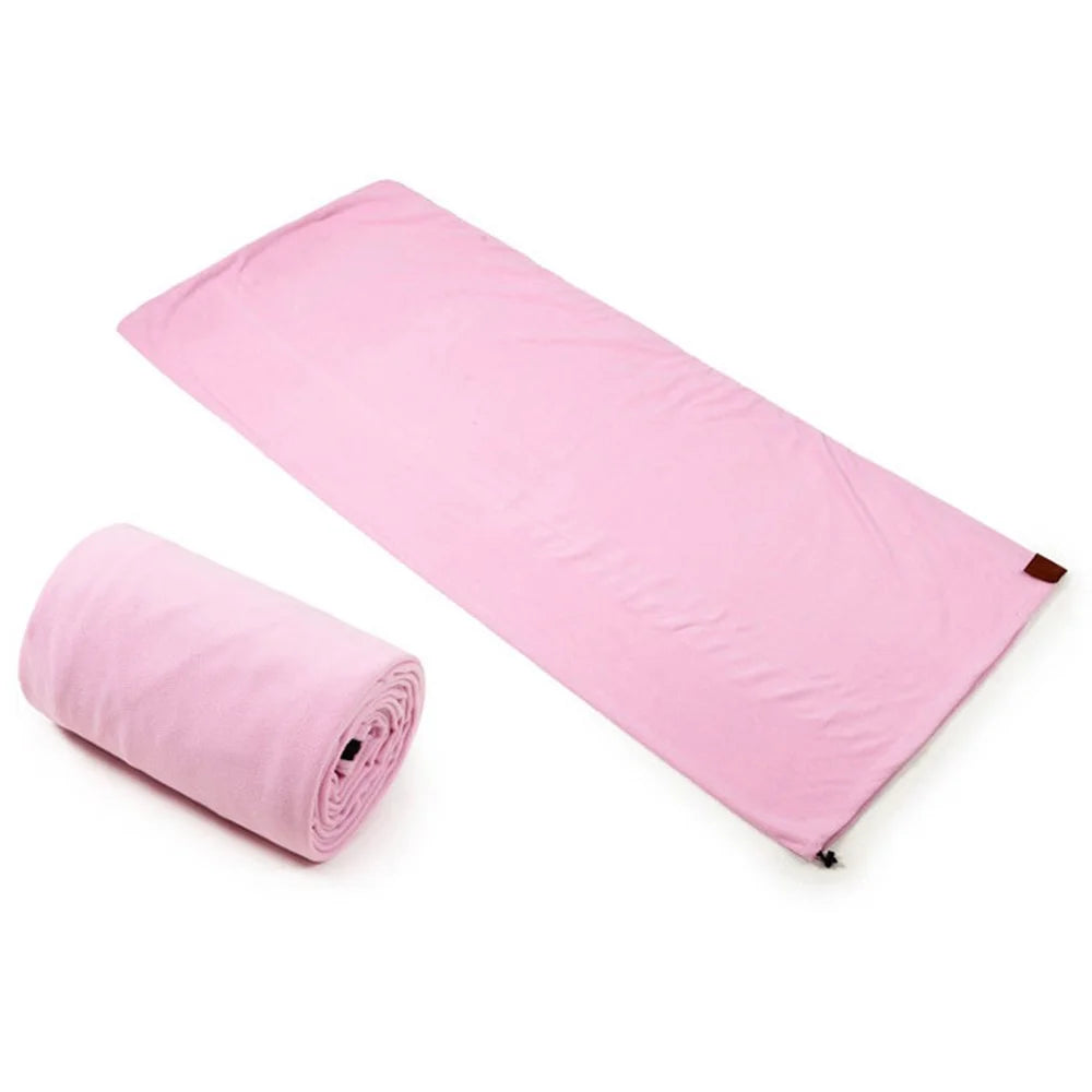 180 x 70 - 75cm Fleece Sleeping Bag Lightweight Portable Inner Liner for Outdoor Camping Travel - Pink - 2