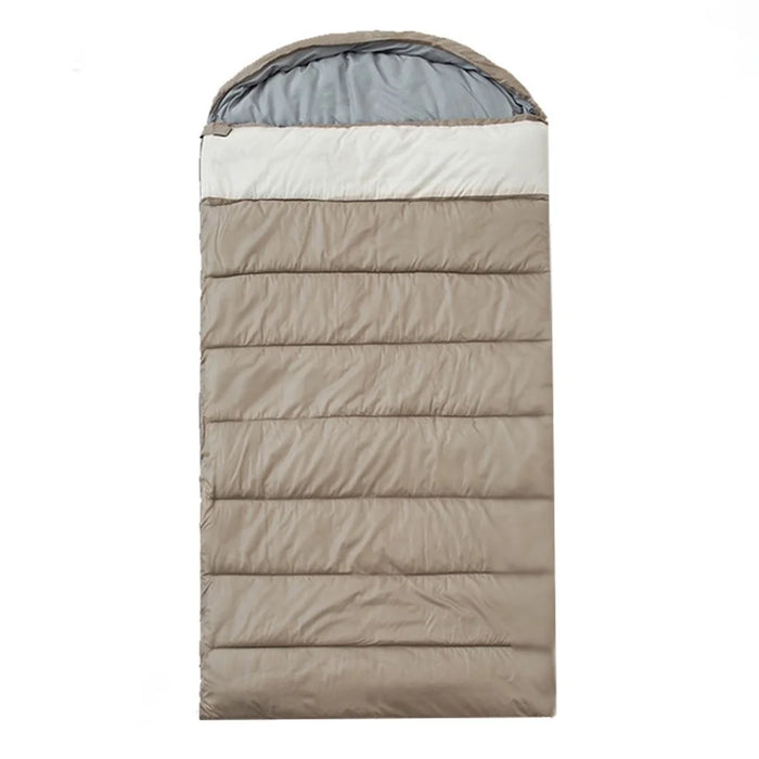 2kg 100cm Extra Wide Adult Sleeping Bag Winter Thick Warm 5℃ Outdoor Camping Envelope Hooded Sleeping Bag - Khaki - 2