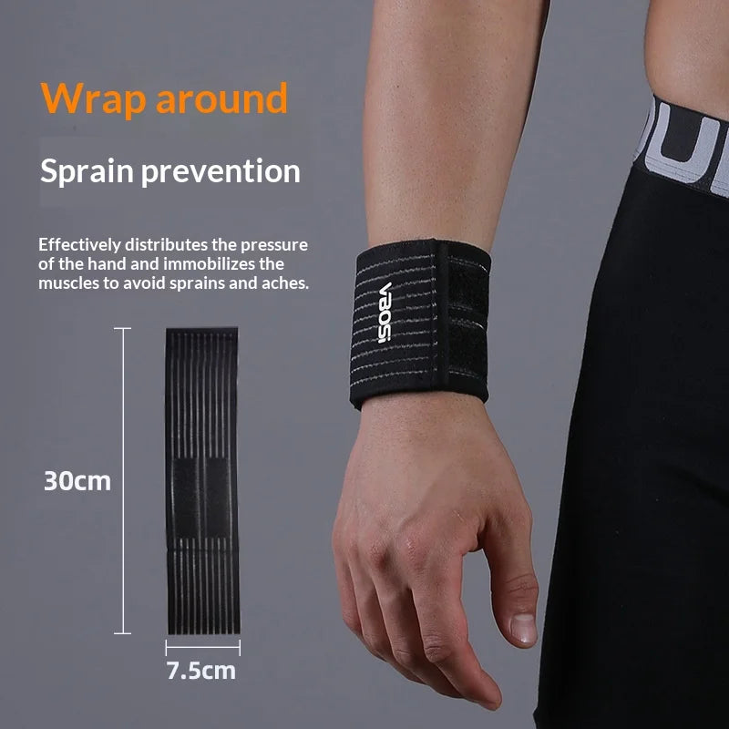 VBOSI 0224V 1Pc Wrist Support Brace Adjustable Magic Tape Wrist Brace for Badminton Basketball Fitness Protective Gear - Black - 3