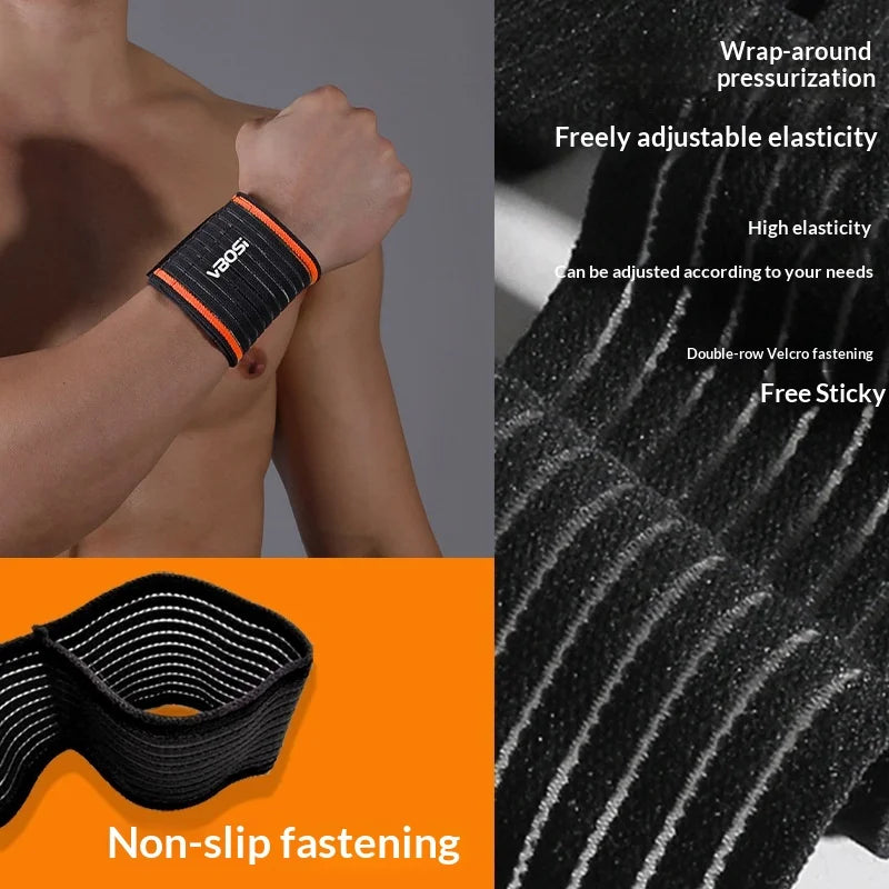 VBOSI 0224V 1Pc Wrist Support Brace Adjustable Magic Tape Wrist Brace for Badminton Basketball Fitness Protective Gear - Black - 4