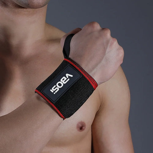 VBOSI 4324V 1Pc Anti-Slip Compression Wrist Wrap Adjustable Wrist Support with Thumb Loop for Weightlifting Push-ups Gym - Red - 1