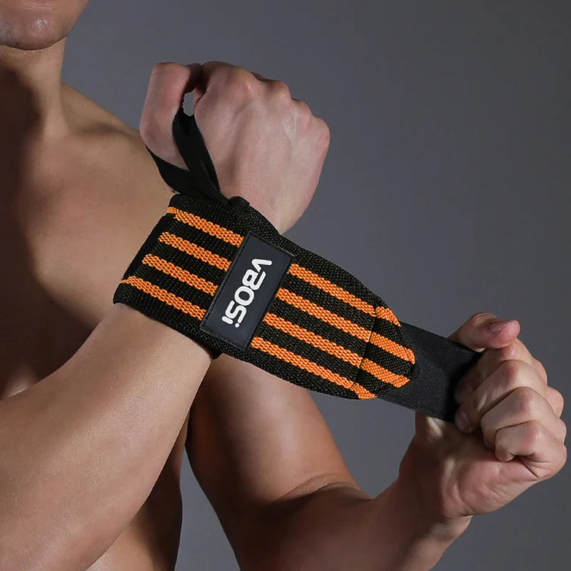VBOSI 7324V 1Pc Wrist Wrap Weight Lifting Gym Training Elastic Compression Wrist Support Strap with Thumb Loop - Red - 2