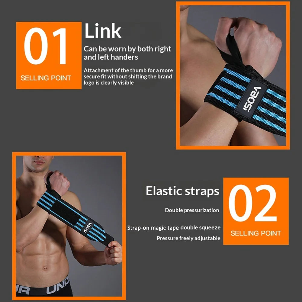VBOSI 7324V 1Pc Wrist Wrap Weight Lifting Gym Training Elastic Compression Wrist Support Strap with Thumb Loop - Red - 5