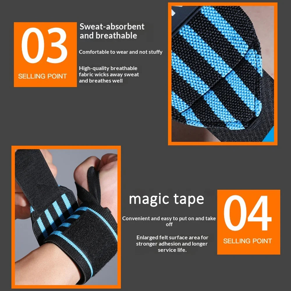 VBOSI 7324V 1Pc Wrist Wrap Weight Lifting Gym Training Elastic Compression Wrist Support Strap with Thumb Loop - Red - 6