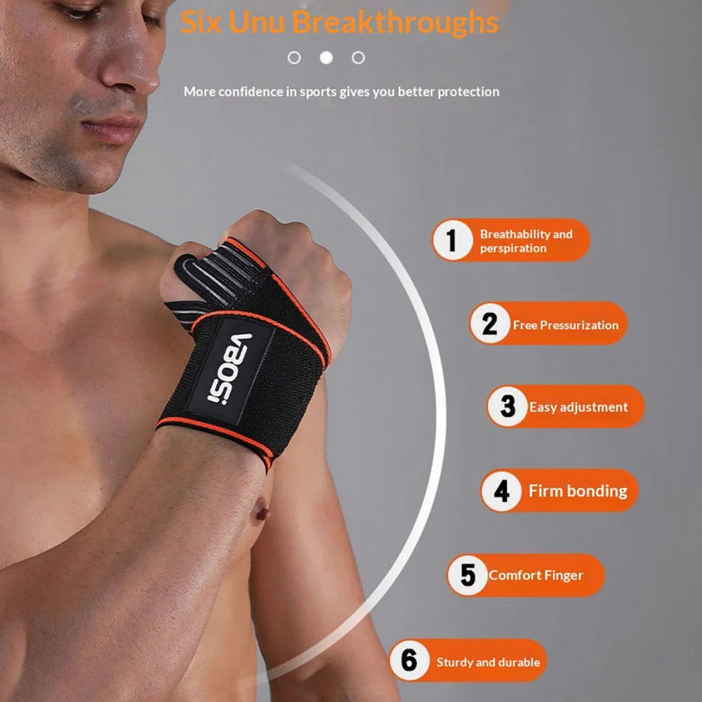 VBOSI 1324V Adult Wrist Support Adjustable Magic Tape Wrist Brace for Weightlifting Fitness Basketball Cycling - Red - 5