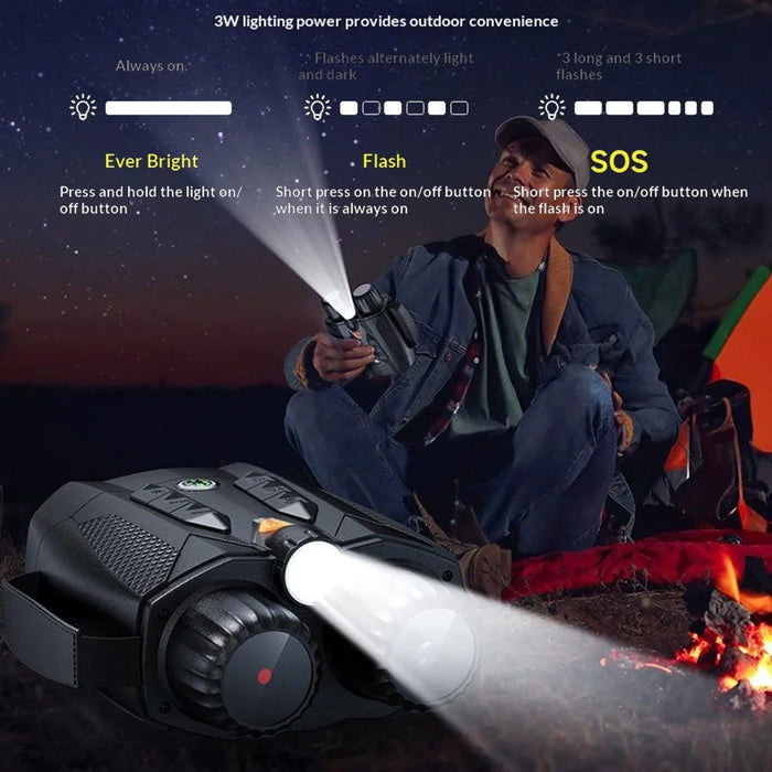 326 Night Vision Binoculars 4K HD Infrared 800M Range 3.0 Inch Screen 10X Zoom Digital Telescope for Outdoor Hunting - Black - 7