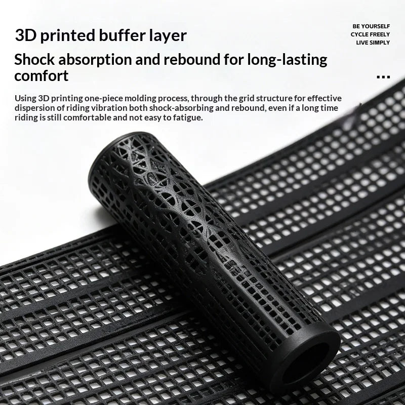 WEST BIKING YP0804095 1 Pair 3D Printed Bike Grips Shock Absorbing Breathable Anti-Slip MTB Handlebar Grips - Black - 3