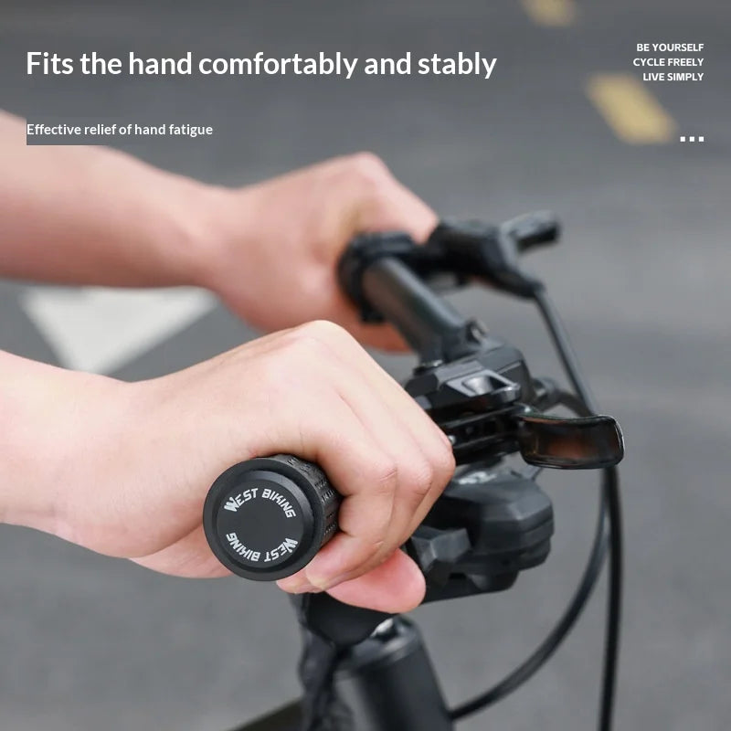 WEST BIKING YP0804095 1 Pair 3D Printed Bike Grips Shock Absorbing Breathable Anti-Slip MTB Handlebar Grips - Black - 6