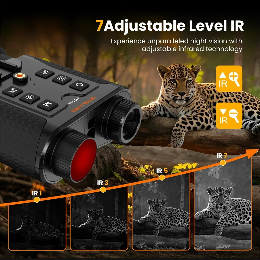 GTGUARD V6 Pro 4K Night Vision Binoculars with Precision Ranging Function Dual Mode 8X Digital Zoom 300m Range 1080P Recording Digital Telescope for Hunting - Black - 6