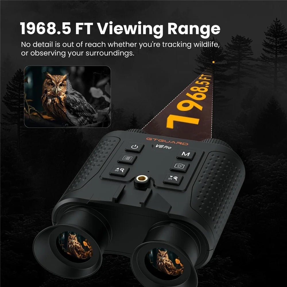 GTGUARD V6 Pro 4K Night Vision Binoculars with Precision Ranging Function Dual Mode 8X Digital Zoom 300m Range 1080P Recording Digital Telescope for Hunting - Black - 7