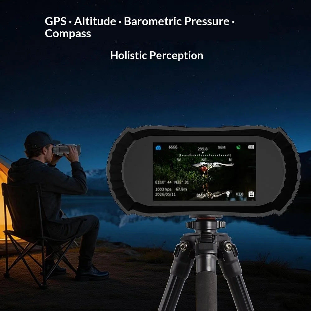 D58 Tactical Night Vision Binoculars 3.5 Inch HD Screen GPS Infrared Rangefinder for Outdoor Recording - Black - 7