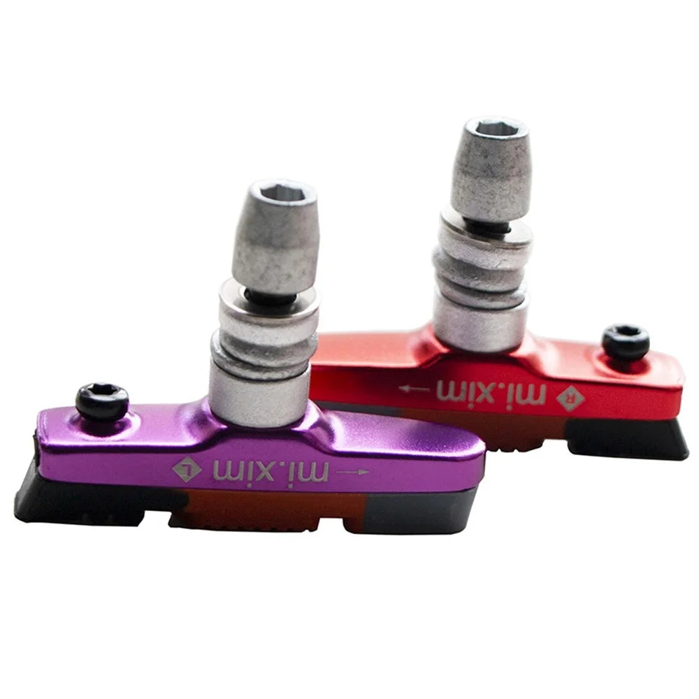 MI.XIM 1 Pair 55mm Bicycle Brake Non-Slip Block Rubber+Aluminum Alloy Road Mountain Bike Brake Pads - Black - 7