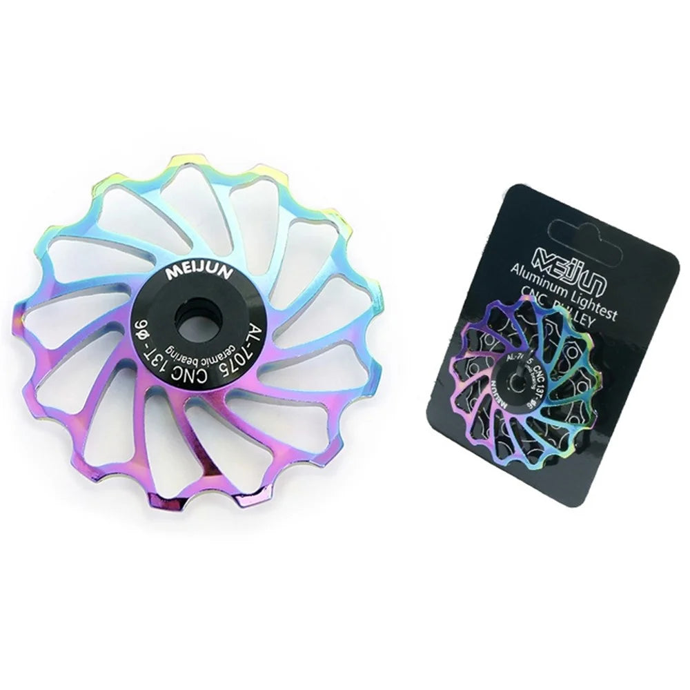 Mountain Bike Gear Derailleur Pulley Ceramic Bearing Aluminium Alloy Jockey Wheel Guide Pulley Wheel - Colorful-13T - 4