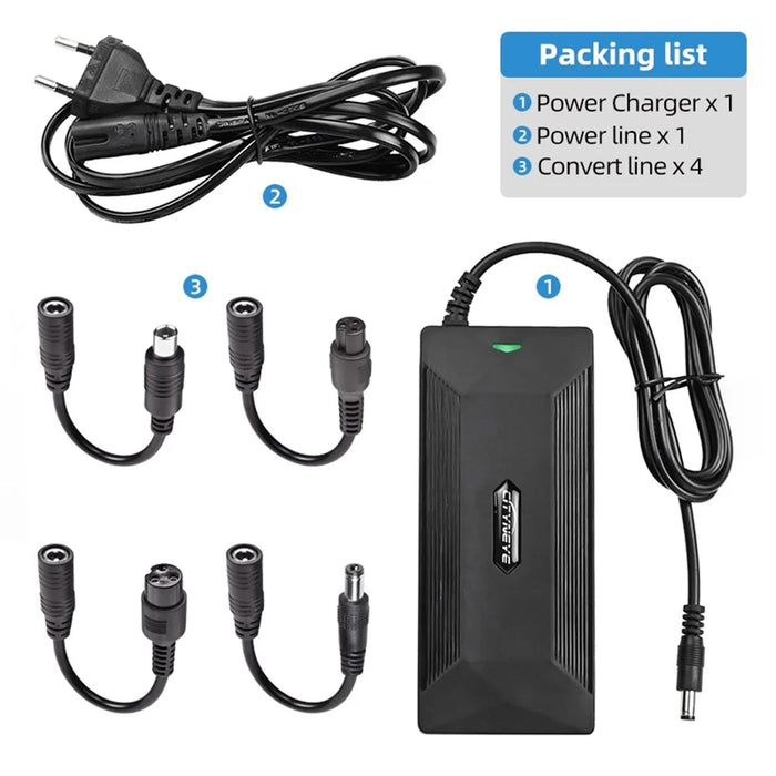 CITYNEYE Electric Scooter Charger 42V 2A E-Scooter Power Supply Charging Kit with 4 Convertor Lines - EU Plug - 2