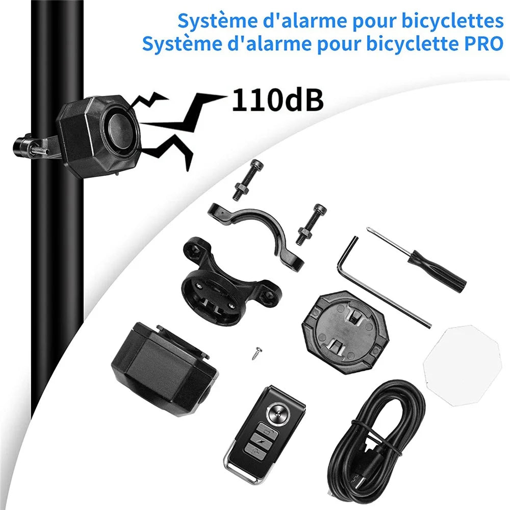 Wireless Bicycle Alarm USB Charging Bike Scooter Remote Control Anti-theft Detector Loud Sound Alarm - 3
