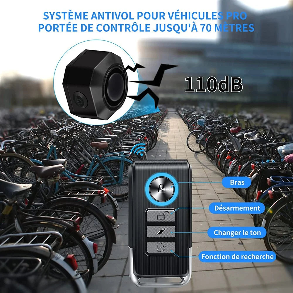 Wireless Bicycle Alarm USB Charging Bike Scooter Remote Control Anti-theft Detector Loud Sound Alarm - 5