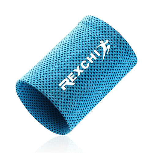 REXCHI HW02 1Pc Summer Cooling Wristband Men Women Sports Wrist Brace Support Sweatband - Blue / S - 1