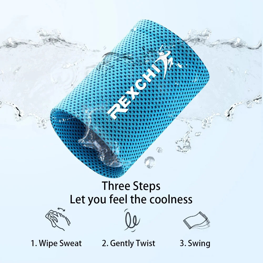 REXCHI HW02 1Pc Summer Cooling Wristband Men Women Sports Wrist Brace Support Sweatband - Blue / S - 2