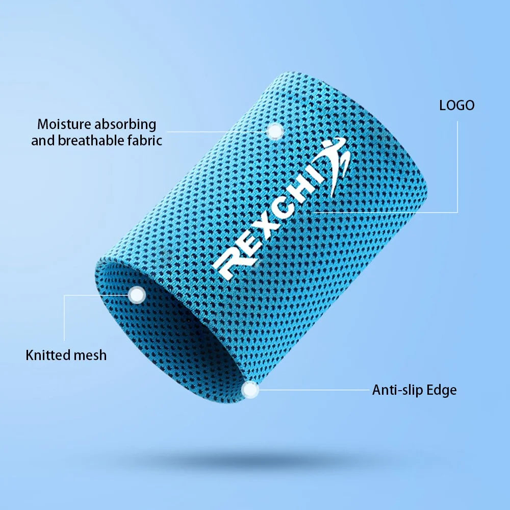 REXCHI HW02 1Pc Summer Cooling Wristband Men Women Sports Wrist Brace Support Sweatband - Blue / S - 4