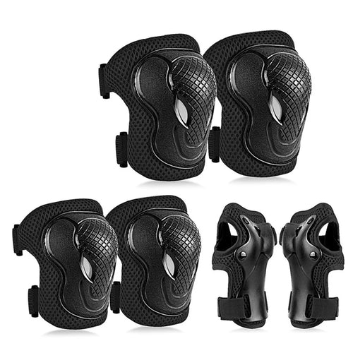 MD-611 6Pcs / Set Children Bicycle Roller Skating Knee Elbow Wrist Pads Skateboard Ski Anti-Fall Guard Protective Gear - Black / S - 1