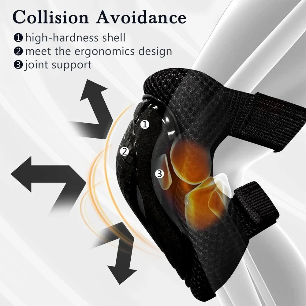 MD-611 6Pcs / Set Children Bicycle Roller Skating Knee Elbow Wrist Pads Skateboard Ski Anti-Fall Guard Protective Gear - Black / S - 7
