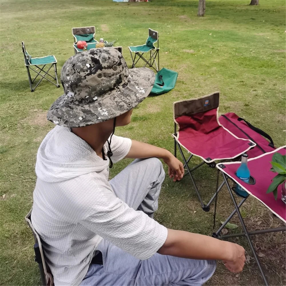 AOTU Camouflage Bucket Hat Cap with Anti-mosquito Head Net Face Mesh for Outdoor Camping Fishing - Khaki - 4