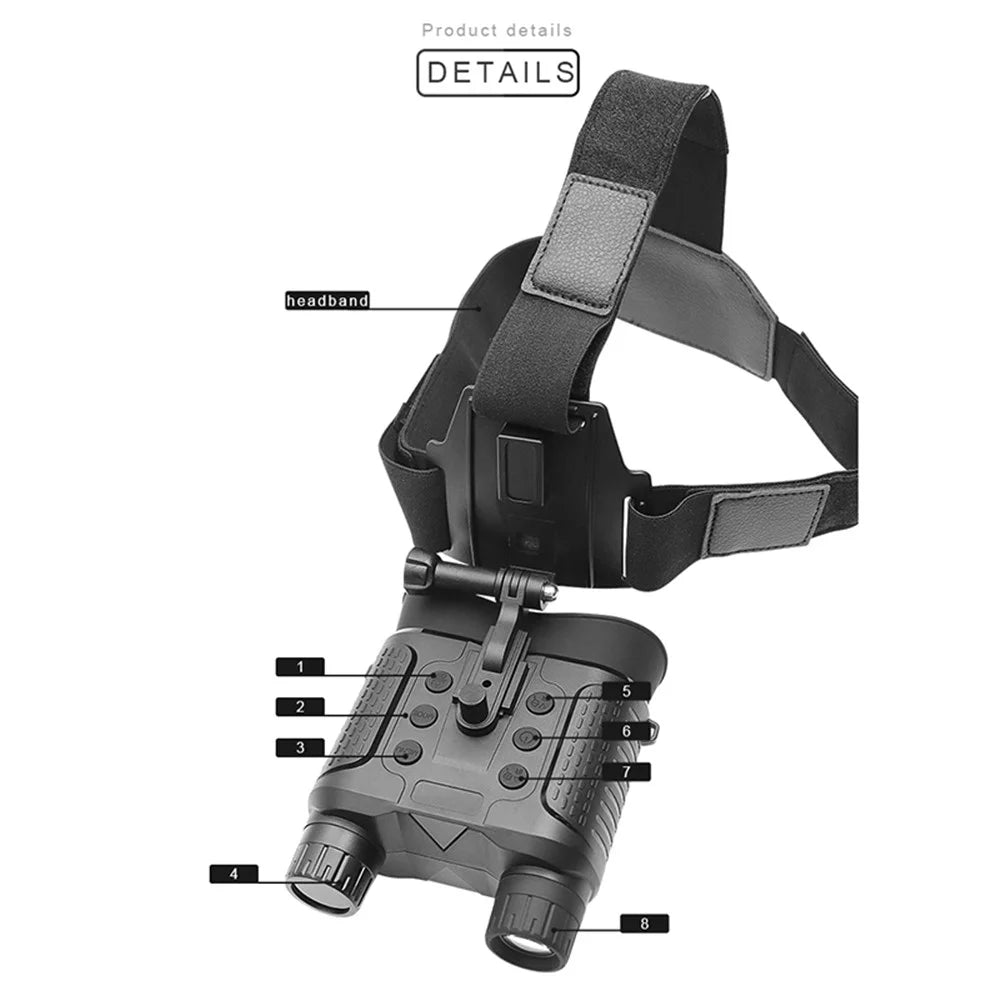 NV8160 Head Mounted Night Vision 8X Digital Zoom Hands-free Tactical Helmet Goggles 1080P HD Infrared Binoculars - 4