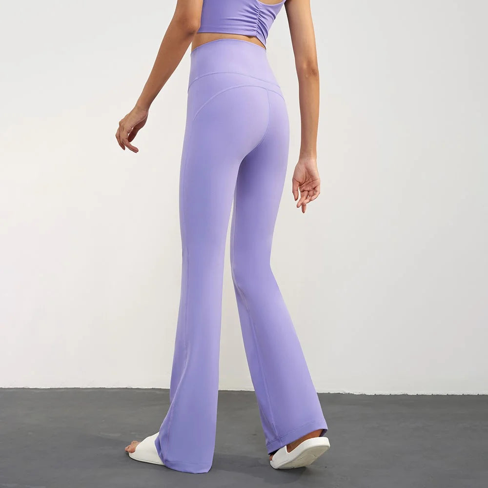 CX1597 Bootcut Yoga Pants NULS FREE High Waist Flared Leggings Workout Bootleg Trousers - Dark Purple / 4(S) - 3