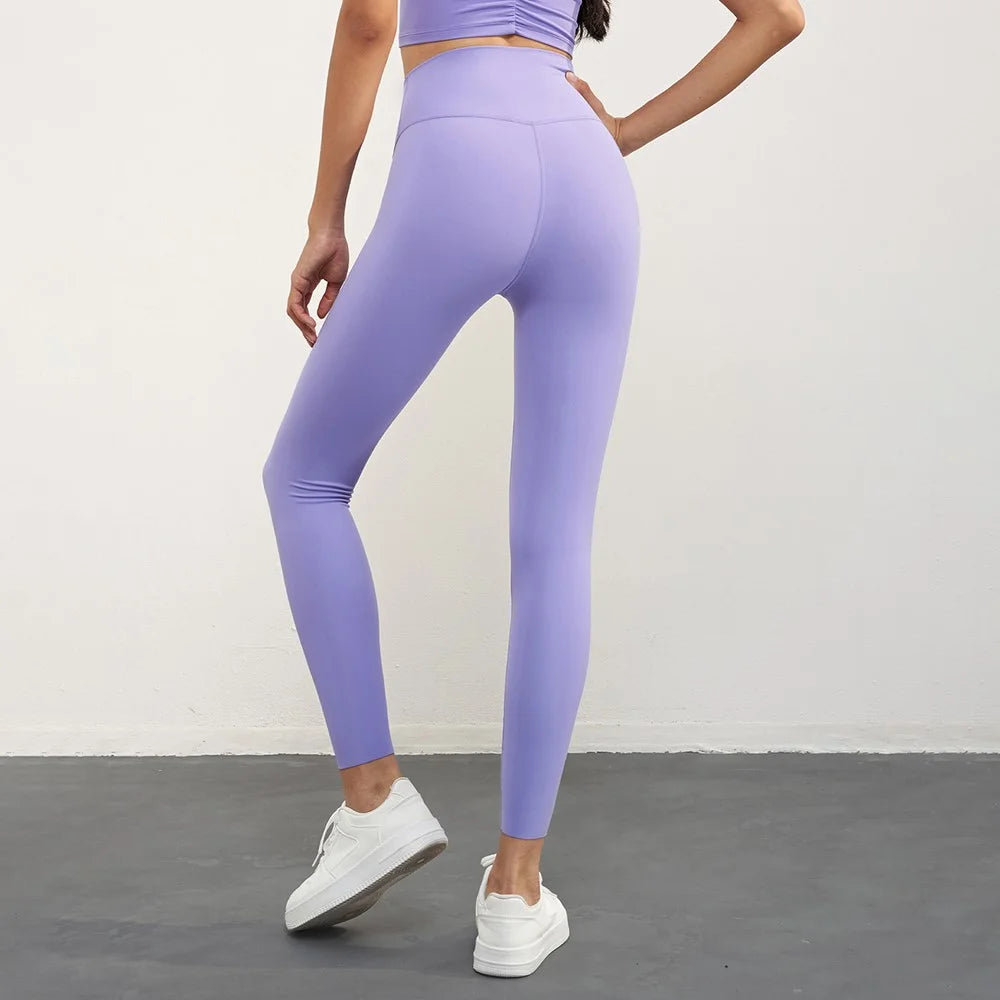 CK1507 High Waisted Gym Leggings Nuls Free Thickening Running Workout Yoga Jogging Pants - Dark Purple - 3