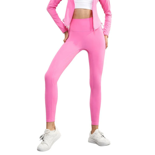 CK1593 Yoga Pants for Women Nuls Free Seamless Gym Leggings High Waist Running Tights - Pink - 1