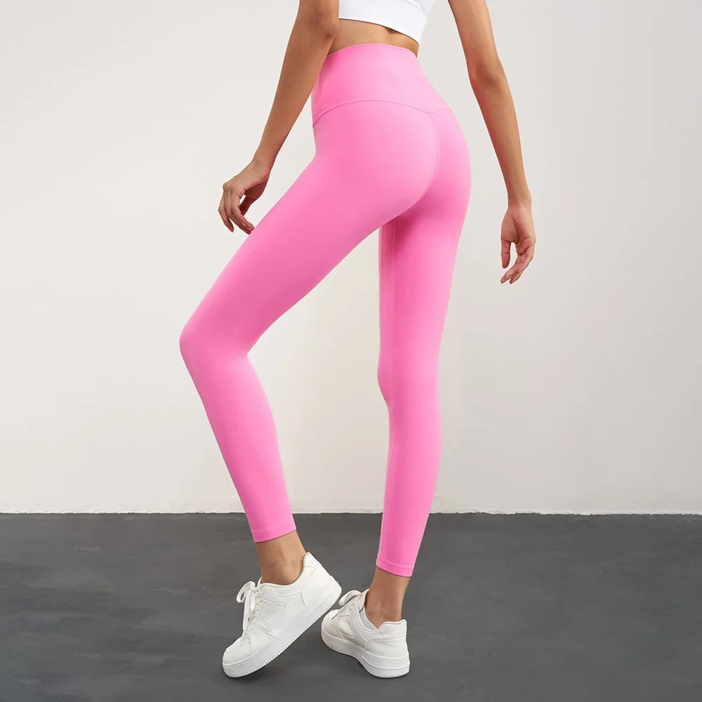 CK1593 Yoga Pants for Women Nuls Free Seamless Gym Leggings High Waist Running Tights - Pink - 3