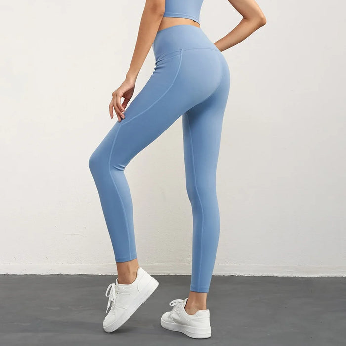 CK1621 Nuls Seamless Gym Leggings with Pockets Women Workout Fitness Jogging Yoga Pants - Blue / 4(S) - 3