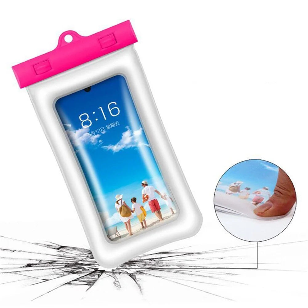 30M Deep IPX8 Waterproof Airbag TPU Floating Phone Bag for Under 6.4 inch Mobile Phones - Rose - 1