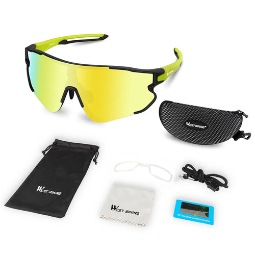 WEST BIKING Outdoor Sports Polarized Sunglasses Running Driving Cycling Sunglasses for Men/Women - Green - 1