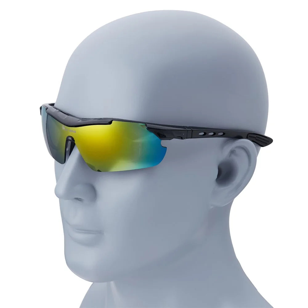 WEST BIKING Motorcycle Bike Riding Glasses Multilayer Mirror Lens Powersports Sunglasses Goggles - Black - 2