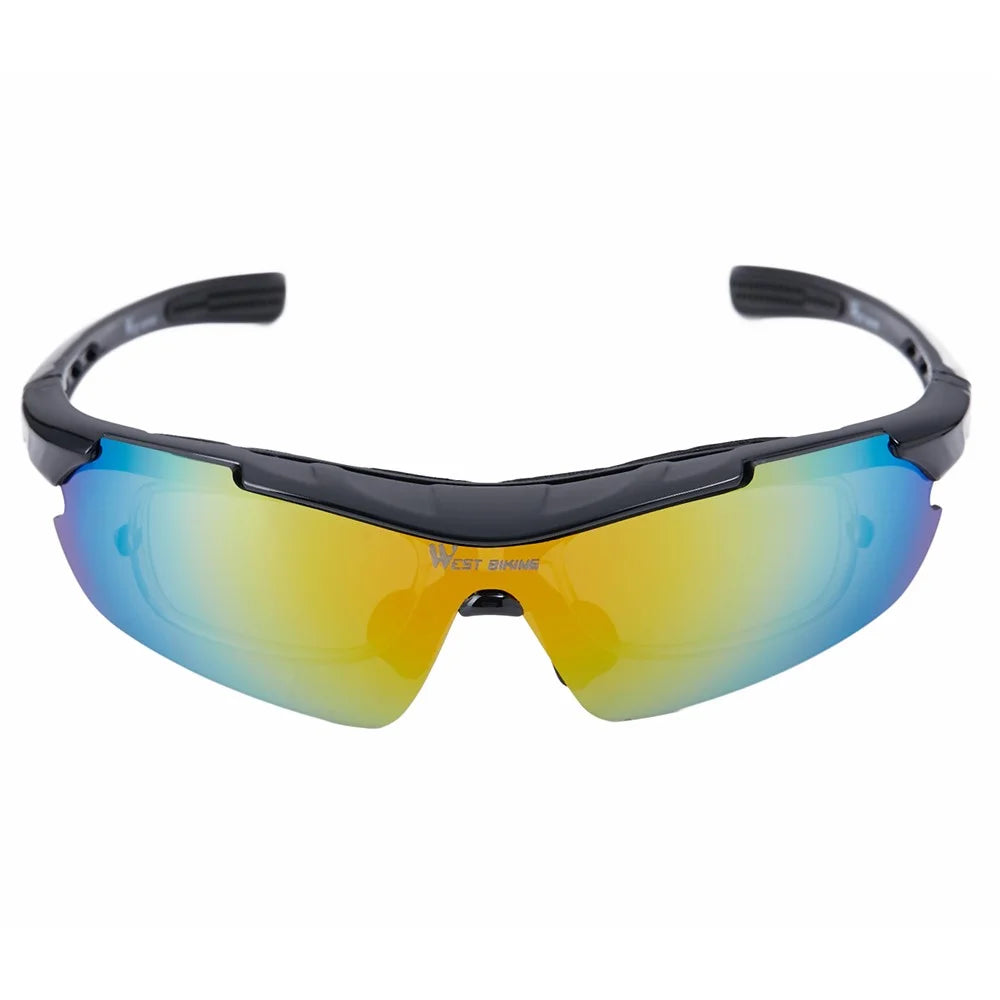 WEST BIKING Motorcycle Bike Riding Glasses Multilayer Mirror Lens Powersports Sunglasses Goggles - Black - 3
