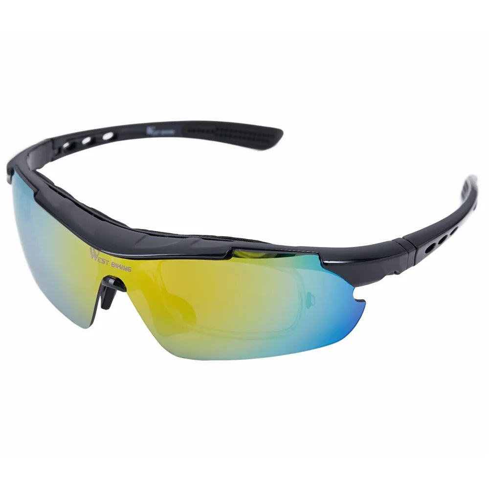 WEST BIKING Motorcycle Bike Riding Glasses Multilayer Mirror Lens Powersports Sunglasses Goggles - Black - 4