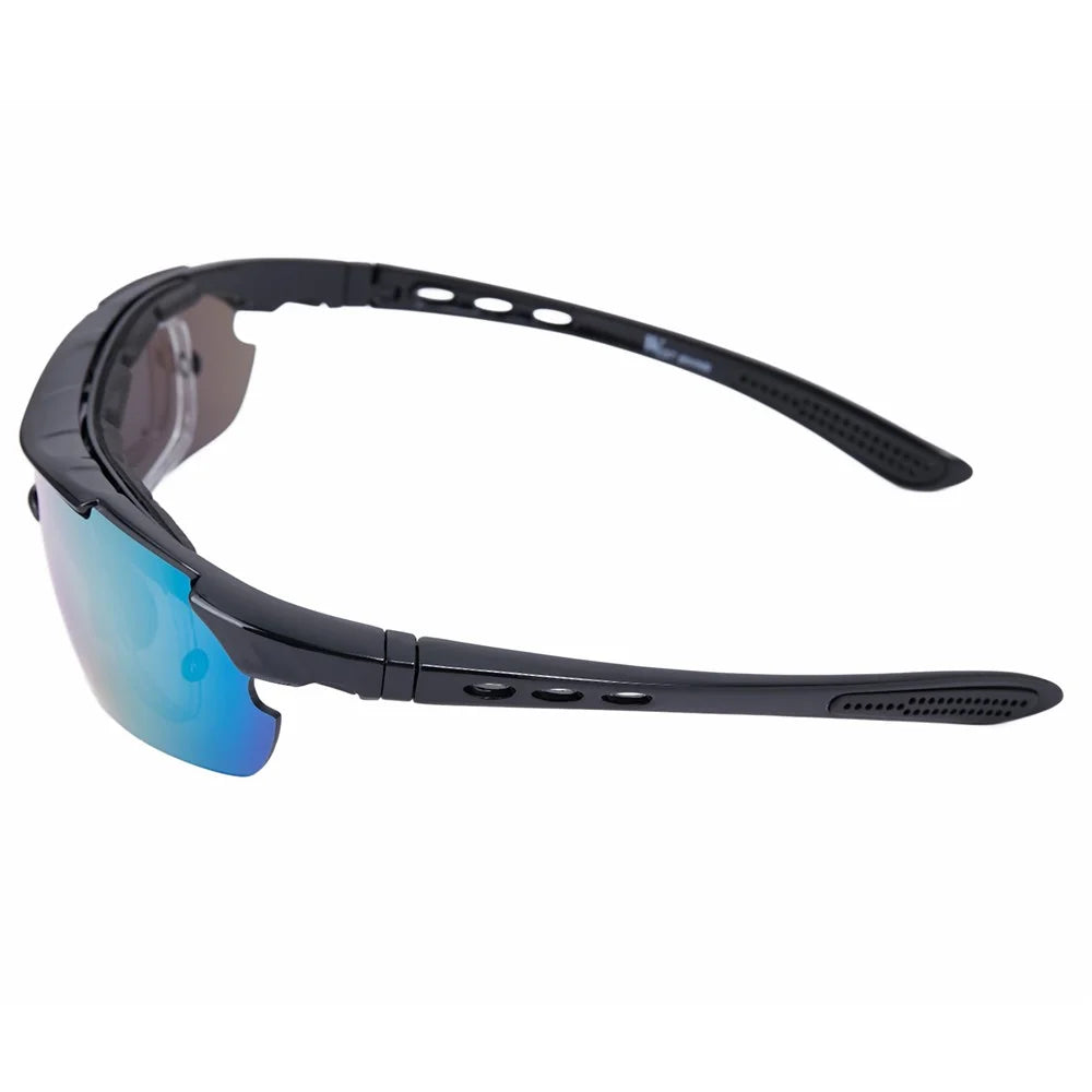 WEST BIKING Motorcycle Bike Riding Glasses Multilayer Mirror Lens Powersports Sunglasses Goggles - Black - 5