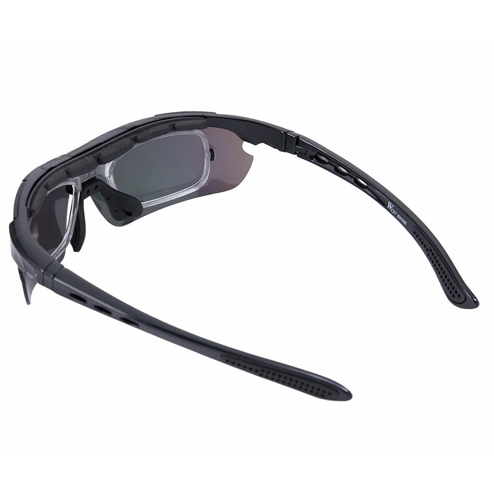 WEST BIKING Motorcycle Bike Riding Glasses Multilayer Mirror Lens Powersports Sunglasses Goggles - Black - 6