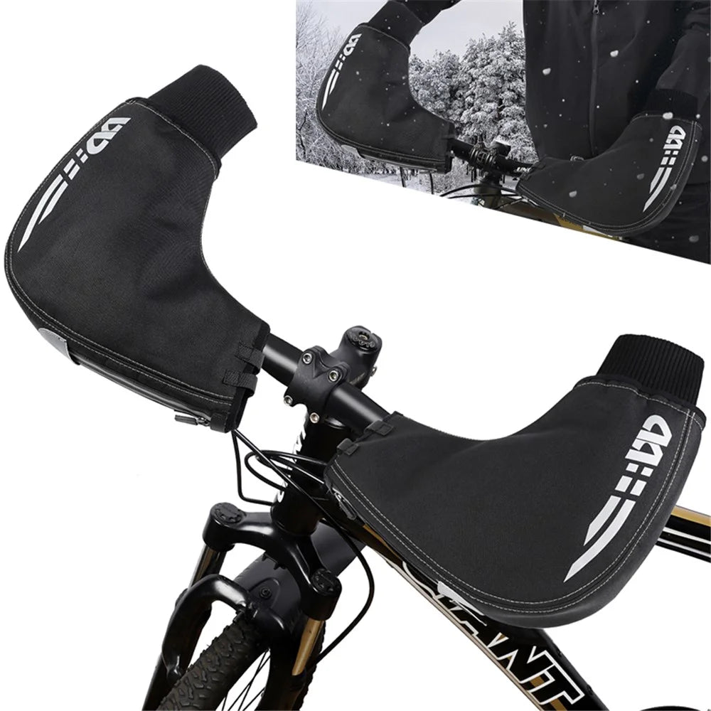 WEST BIKING Sports Cycling Bike Gloves Windproof Thickened Bike Motor Bar Covers Winter Thermal Cover Bike Hand Warmer - Black - 1