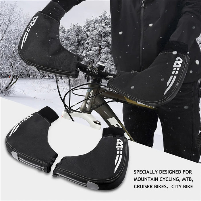WEST BIKING Sports Cycling Bike Gloves Windproof Thickened Bike Motor Bar Covers Winter Thermal Cover Bike Hand Warmer - Black - 4