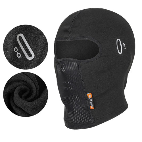 WEST BIKING Winter Thermal Cycling Headgear Windproof Mask Scarf with Reflective Glasses Hole - Black - 1