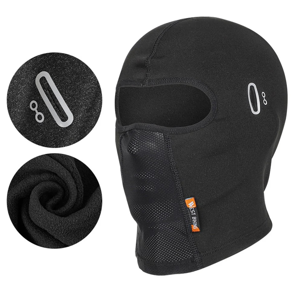WEST BIKING Winter Thermal Cycling Headgear Windproof Mask Scarf with Reflective Glasses Hole - Black - 1