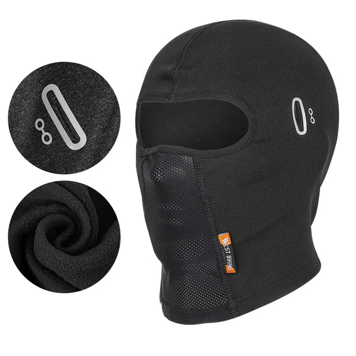 WEST BIKING Winter Thermal Cycling Headgear Windproof Mask Scarf with Reflective Glasses Hole - Black - 1