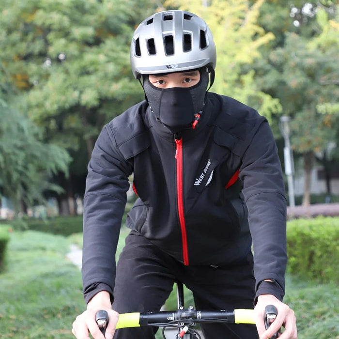 WEST BIKING Winter Thermal Cycling Headgear Windproof Mask Scarf with Reflective Glasses Hole - Black - 7