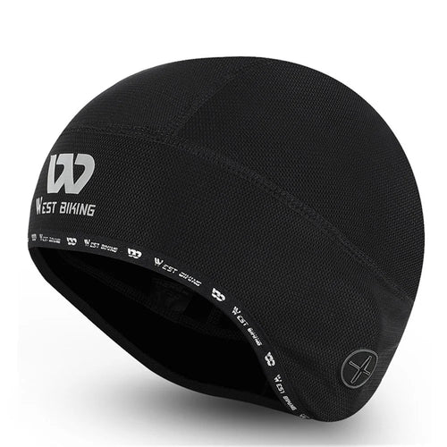 WEST BIKING Reflective Logo Windproof Thermal Cycling Hat Helmet Liner Cap with Earphones Hole - Black - 1