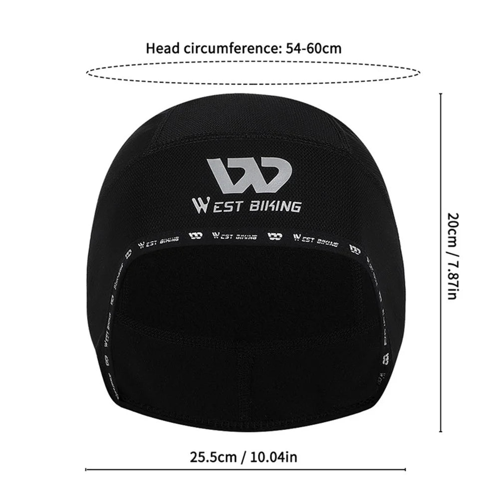 WEST BIKING Reflective Logo Windproof Thermal Cycling Hat Helmet Liner Cap with Earphones Hole - Black - 6